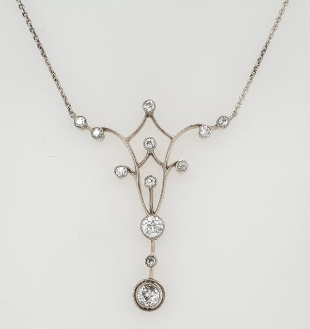 Sierlijk vintage collier met diamant. #26053 - Afbeelding 2