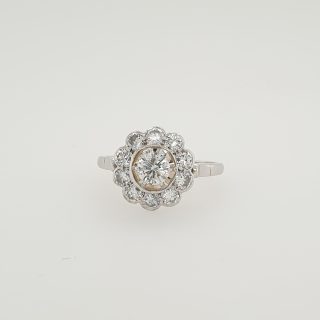 18 krt. Witgouden occasion entouragering met 1.15 crt. TW.Si briljant / diamant. #26092