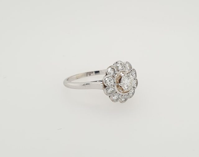 18 krt. Witgouden occasion entouragering met 1.15 crt. TW.Si briljant / diamant. #26092 - Afbeelding 5