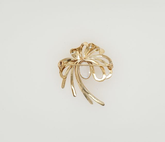 14 Karaat gouden broche met maansteen, vintage # 26109 - Afbeelding 3