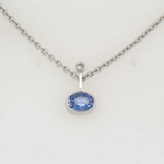 Iolith hanger in het witgoud met klein diamantje #21474