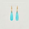 14 Karaat gouden creoolhangers van Sea-Blue Chalcedoon. #26131 - Afbeelding 2