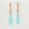 14 Karaat gouden creoolhangers van Sea-Blue Chalcedoon. #26131 - Afbeelding 3