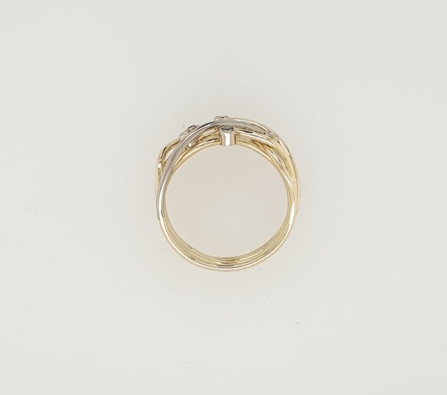 Endless Rope ring met briljant en saffier. 14 krt. bicolor. Uit eigen atelier #26205 - Afbeelding 4