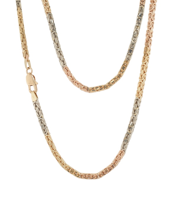 Tricolor gouden koningsketting, vintage, 14 karaat, #26239