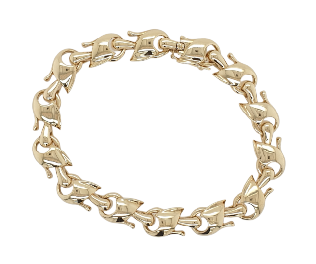 Gouden armband van 14 massieve schakels. 14 Karaat gouden occasion. # 26236