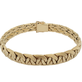Fantasie gouden vlechtarmband, 14 karaat occasion # 26236