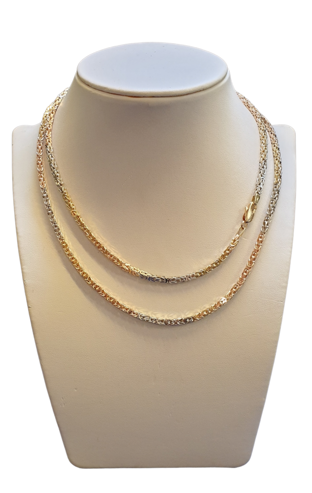 Tricolor gouden koningsketting, vintage, 14 karaat, #26239 - Afbeelding 3