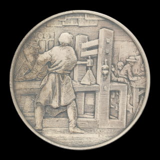Zilveren penning "de Boeckdruckers" Boekdrukkers # 26278