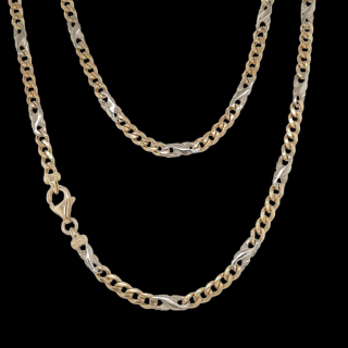Bicolor gouden figaro collier. 14 karaat. Occasion # 26350