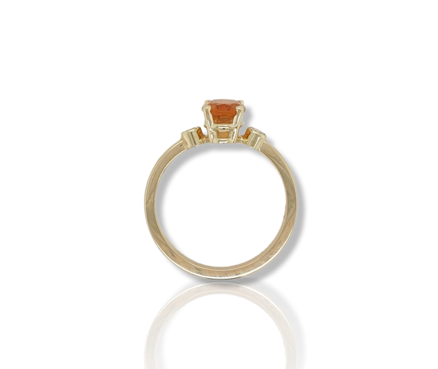Handgemaakt gouden citrienring met briljantjes. 14 karaat #26434 - Afbeelding 4
