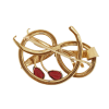 Gouden broche met 2 druppelvormige granaten. Handgemaakte occasion van 18 karaat goud #26428 - Afbeelding 2