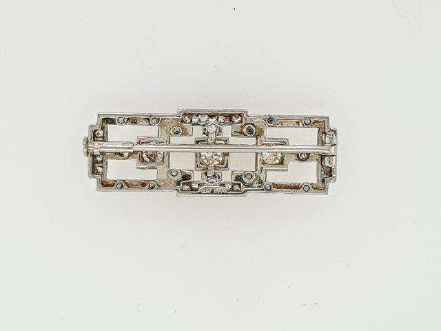 Art Deco Broche met diamant. witgoud 14 krt. Vintage. #26497 - Afbeelding 2