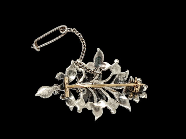 Roosdiamanten broche van zilver / goud. Vintage # 26502 - Afbeelding 2
