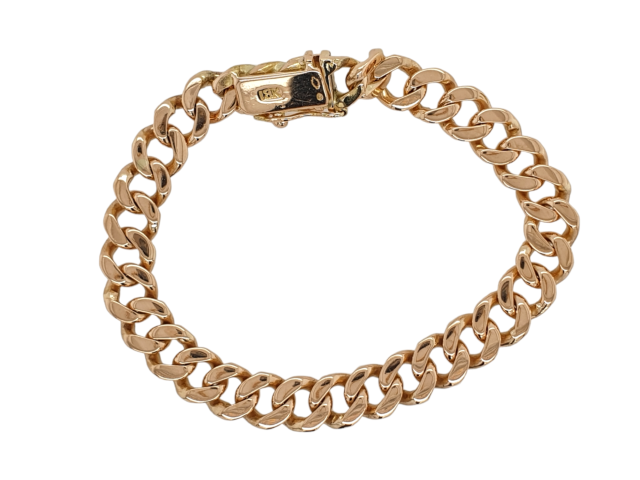 Rosé gouden gourmette dames armband. 18 karaat occasion. #26496 - Afbeelding 3