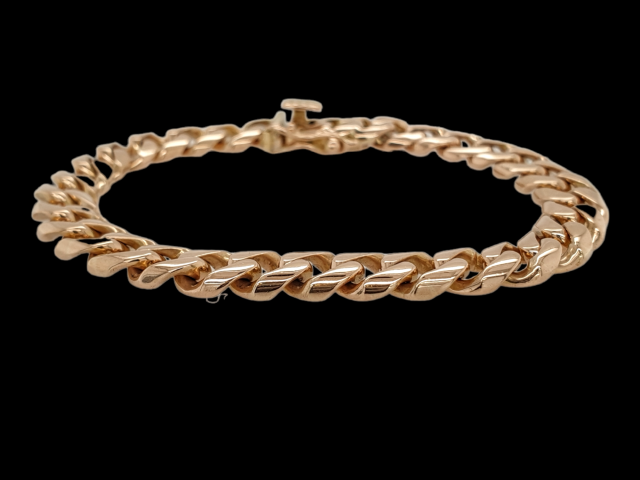 Rosé gouden gourmette dames armband. 18 karaat occasion. #26496 - Afbeelding 2