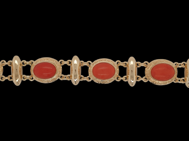 Bloedkoralen gouden armband, occasion. #26559 - Afbeelding 2