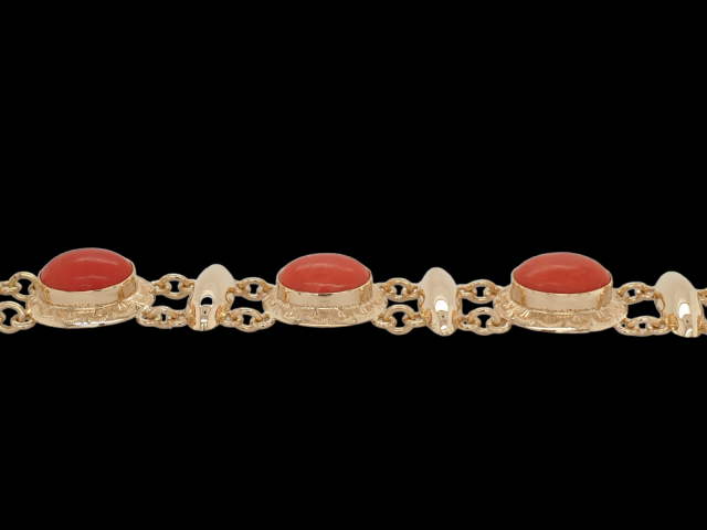 Bloedkoralen gouden armband, occasion. #26559 - Afbeelding 3