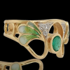 Art deco gouden ring met smaragd, diamant en emaille. #26528 - Afbeelding 3