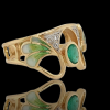 Art deco gouden ring met smaragd, diamant en emaille. #26528 - Afbeelding 2