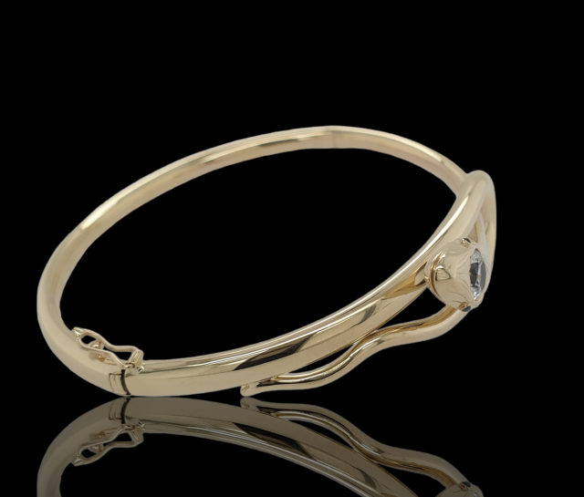 Gouden slangarmband, Occasion. #26518 - Afbeelding 2