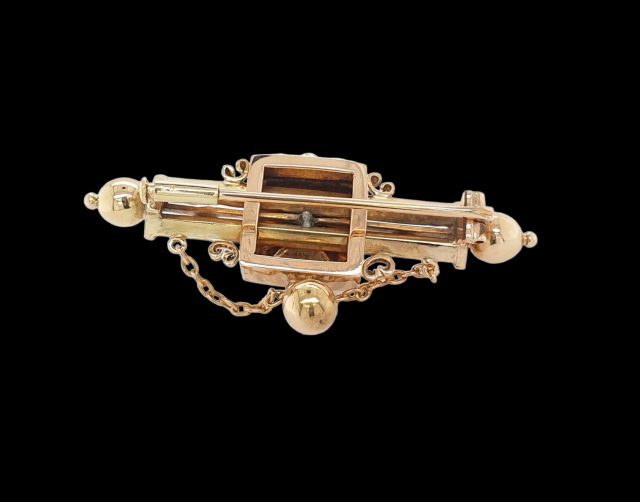 Antieke broche met pareltje en roosdiamant, Vintage #26566 - Afbeelding 3