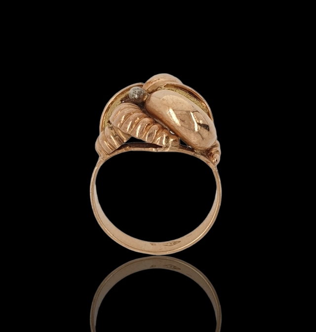 Gouden antieke fantasie ring, occasion 14 krt. # 26567 - Afbeelding 3