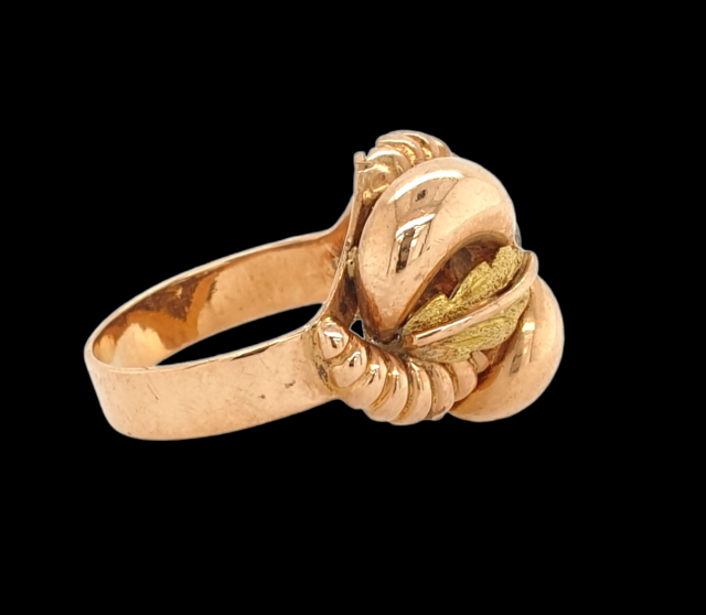 Gouden antieke fantasie ring, occasion 14 krt. # 26567 - Afbeelding 2