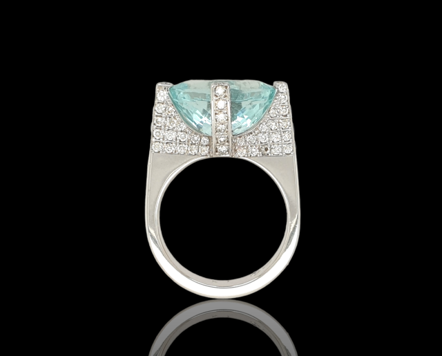 Witgouden ring met Aquamarijn. Uit eigen atelier. #14637 - Afbeelding 3
