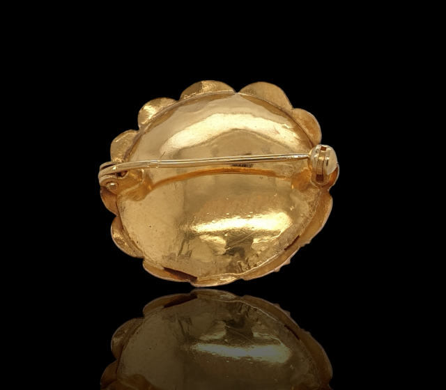 Gouden zeeuwse broche met bloedkoralen. Vintage # 26575 - Afbeelding 3