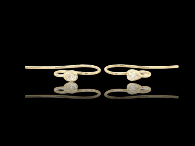 Gouden oorhangers met peervorm geslepen diamanten 2-0.28crt. TW.VS #26629 - Afbeelding 4