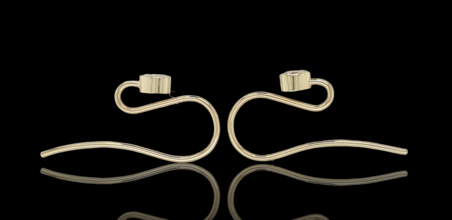 Gouden oorhangers met peervorm geslepen diamanten 2-0.28crt. TW.VS #26629 - Afbeelding 2