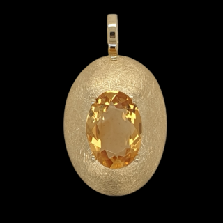 Gouden hanger met citrien, handgemaakt #25881