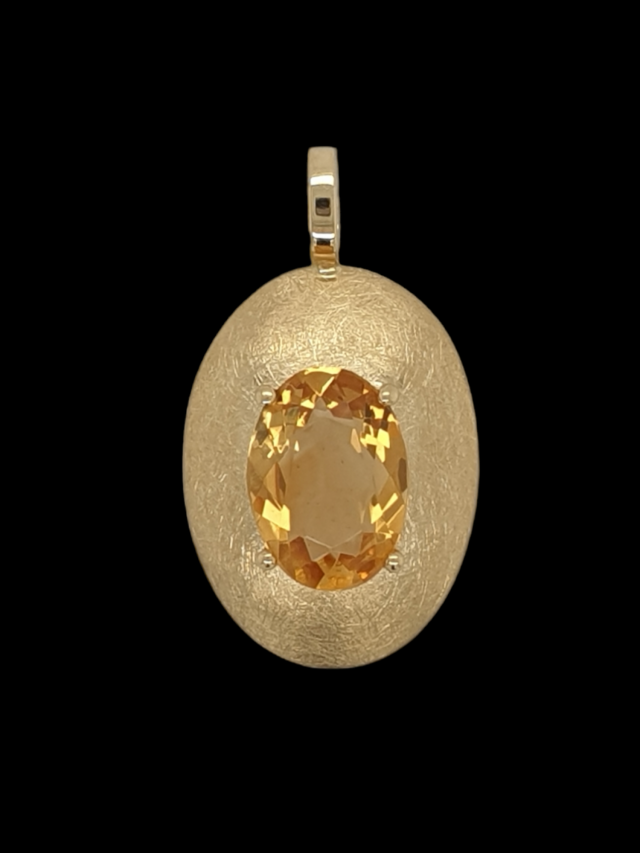 Gouden hanger met citrien, handgemaakt #25881