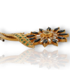 Gouden bloembroche met Saffier Diamant en Smaragd. Occasion #26865 - Afbeelding 4