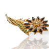 Gouden bloembroche met Saffier Diamant en Smaragd. Occasion #26865 - Afbeelding 5