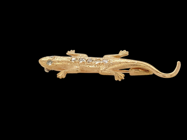 Gouden Hagedis met diamant. #26876