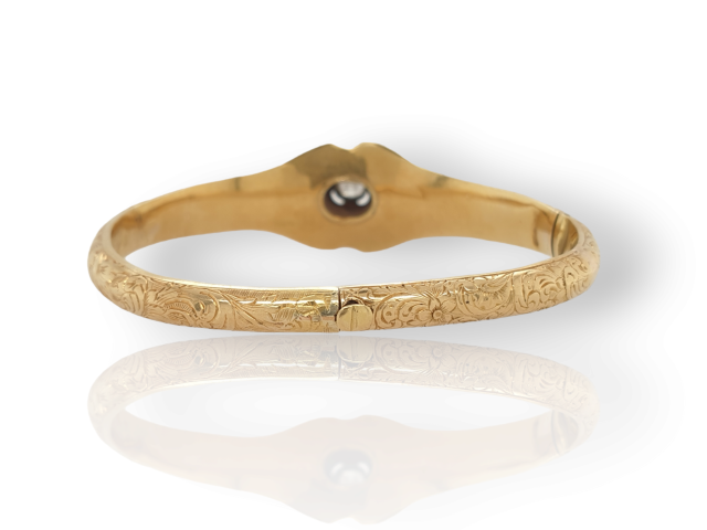 Antieke geëmailleerde gouden armband met diamant, occasion. #26885 - Afbeelding 2