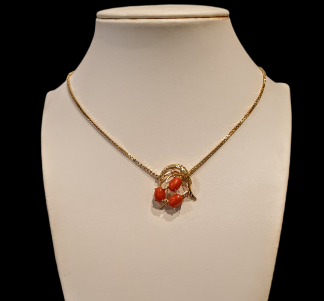Gouden bloedkoraalhanger met collier # 26886 - Afbeelding 3