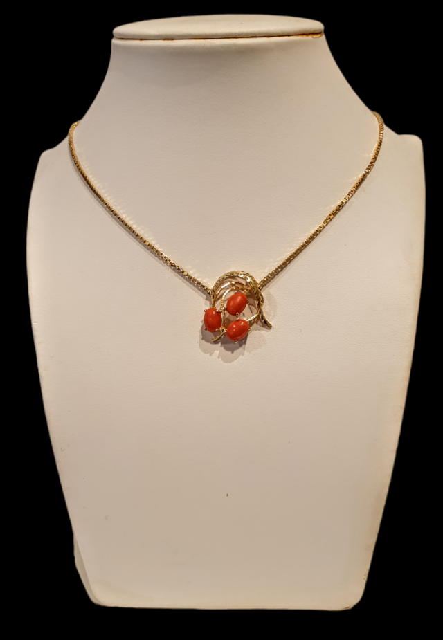 Gouden bloedkoraalhanger met collier # 26886 - Afbeelding 2