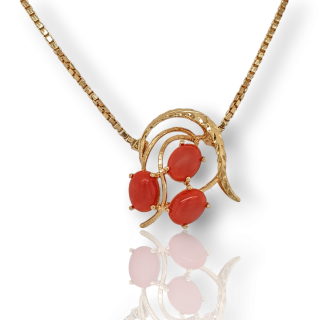 Gouden bloedkoraalhanger met collier # 26886