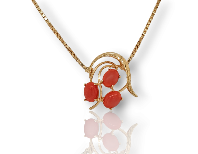 Gouden bloedkoraalhanger met collier # 26886