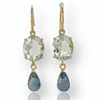 Oorsieraden met Mint quarts en london blue Topaas #26902