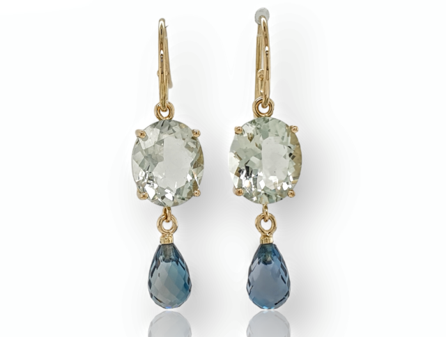 Oorsieraden met Mint quarts en london blue Topaas #26902