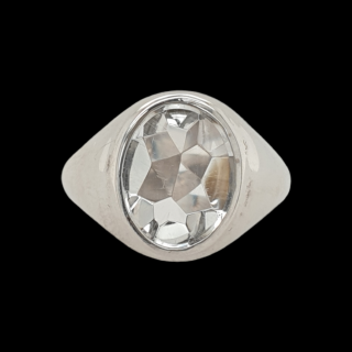 Wit gouden ( zegel) ring met bergkristal. #26896