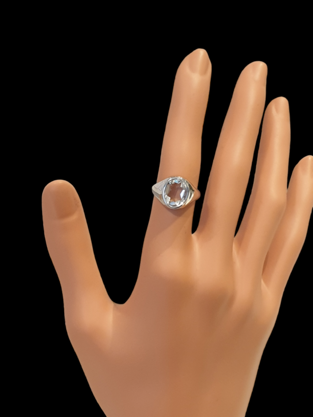 Wit gouden ( zegel) ring met bergkristal. #26896 - Afbeelding 3