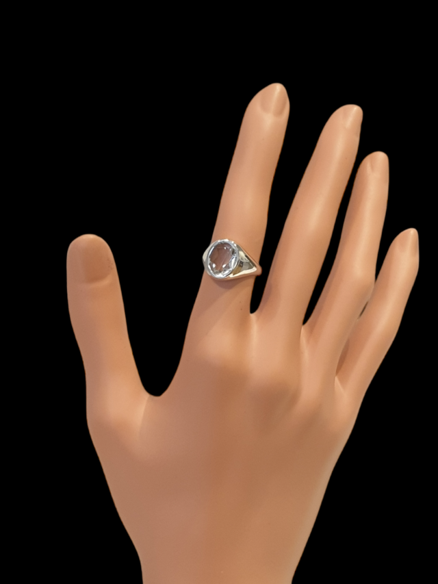 Wit gouden ( zegel) ring met bergkristal. #26896 - Afbeelding 4