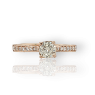 Rosé gouden ring met diamant. #26910