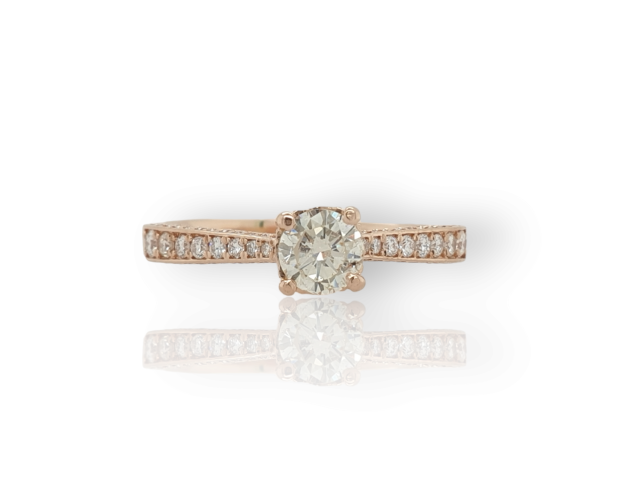 Rosé gouden ring met diamant. #26910