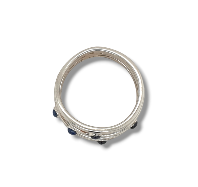Witgouden ring met saffier "Fleur" #8646 - Afbeelding 3